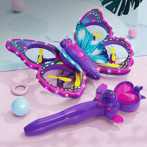 Zdalnie sterowany fioletowy motyl RC latający pilot różdżka mini dron