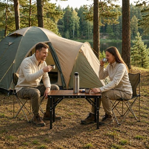 Stolik turystyczny 60x40 cm kempingowy składany w walizkę postarzany dąb MultiGarden