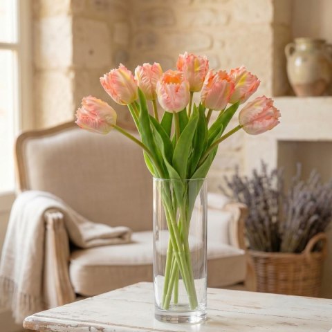 TULIPAN RÓŻOWY 38CM JAK ŻYWY DEKORACJA WIOSENNA