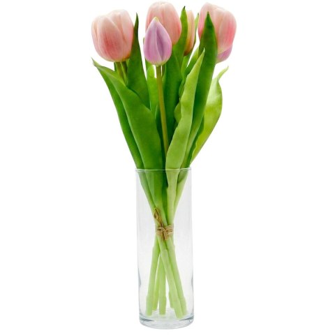BUKIET 7 TULIPANÓW RÓŻOWYCH 31CM JAK ŻYWYCH DEKORACJA WIOSENNA