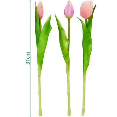 BUKIET 7 TULIPANÓW RÓŻOWYCH 31CM JAK ŻYWYCH DEKORACJA WIOSENNA