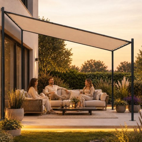 Pergola ogrodowa tarasowa 3x3 m stalowa altana zadaszenie beżowa MultiGarden