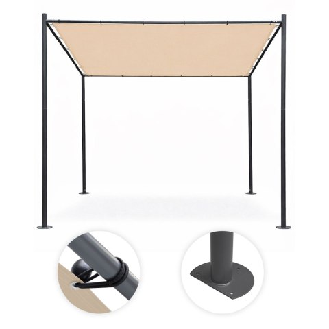 Pergola ogrodowa tarasowa 3x3 m stalowa altana zadaszenie beżowa MultiGarden