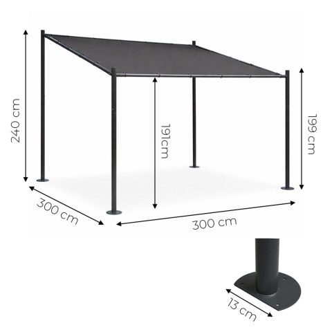 Pergola ogrodowa tarasowa 3x3 m stalowa altana zadaszenie szara MultiGarden