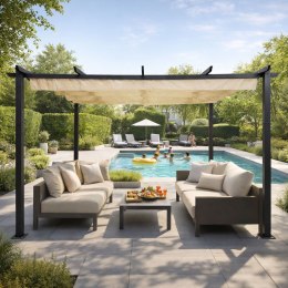 Pergola ogrodowa tarasowa 3x4 m stalowa altana zadaszenie beżowa MultiGarden