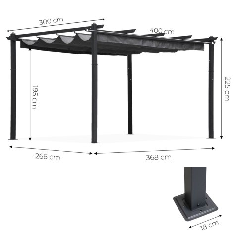 Pergola ogrodowa tarasowa 3x4 m stalowa altana zadaszenie szara MultiGarden