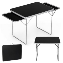 Stolik turystyczny 120x60 cm składany w walizkę 2 półki czarny MultiGarden