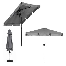 Prostokątny duży parasol ogrodowy skośny łamany z korbą szary 200x130 cm MultiGarden
