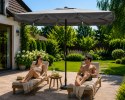 Prostokątny duży parasol ogrodowy skośny łamany z korbą szary 200x130 cm MultiGarden