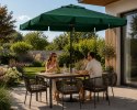 Prostokątny duży parasol ogrodowy skośny łamany z korbą zielony 200x130 cm MultiGarden