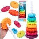Tęczowa Wieża Piramida Montessori 6 Dysków Edukacyjna 40 cm