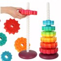 Tęczowa Wieża Piramida Montessori 6 Dysków Edukacyjna 40 cm