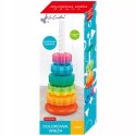 Tęczowa Wieża Piramida Montessori 6 Dysków Edukacyjna 40 cm