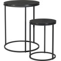 ZESTAW STOLIKÓW KAWOWYCH LOFT OKRĄGŁE BOCZNE MDF METAL 30/40CM CZARNE