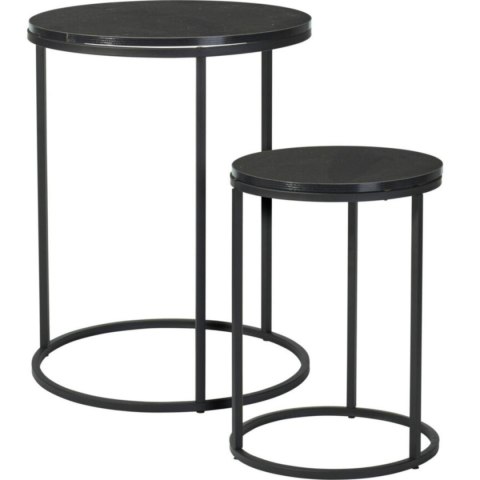 ZESTAW STOLIKÓW KAWOWYCH LOFT OKRĄGŁE BOCZNE MDF METAL 30/40CM CZARNE