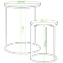 ZESTAW STOLIKÓW KAWOWYCH LOFT OKRĄGŁE BOCZNE MDF METAL 30/40CM CZARNE
