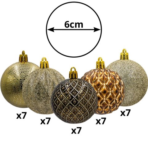 BOMBKA DEKORACYJNA PLASTIKOWA 6CM SET 35 SZT AMBER