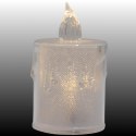 ŚWIECA DEKORACYJNA 8 CM TRANSPARENTA CIEPŁY BIAŁY 1 LED