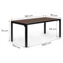 Duży stół ogrodowy 8-osobowy 180x90 cm na taras ogród brązowy blat MultiGarden