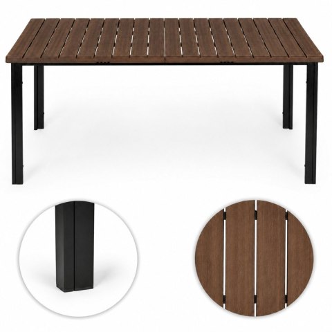 Duży stół ogrodowy 8-osobowy 180x90 cm na taras ogród brązowy blat MultiGarden