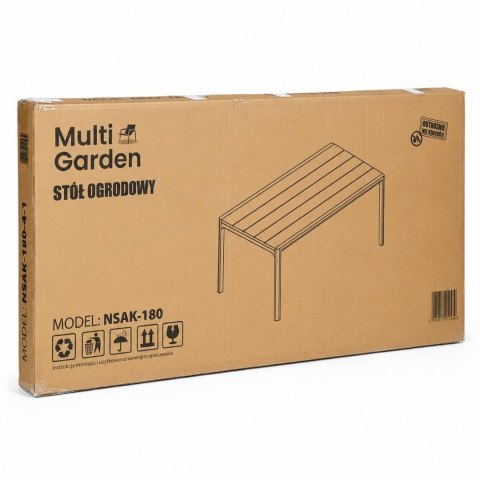 Duży stół ogrodowy 8-osobowy 180x90 cm na taras ogród czarny MultiGarden