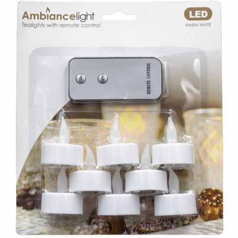 ZESTAW 8 ŚWIECZEK TEA LIGHT LED Z PILOTEM