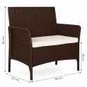 Sofa ogrodowa dwuosobowa z poduszką ławka na balkon taras ogród brązowa MultiGarden