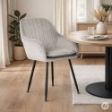 Zestaw 2x krzesło tapicerowane welurowe nowoczesne do jadalni salonu jasny szary ModernHome