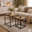 Stoliki kawowe rozkładane kwadratowe zestaw 2w1 jasny dąb loftowe ModernHome