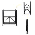 Regał magazynowy 3 półki składany stalowy na kółkach czarny loft ModernHome
