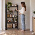 Regał magazynowy 5 półek składany stalowy na kółkach czarny loft ModernHome