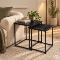 Stoliki kawowe rozkładane kwadratowe zestaw 2w1 loftowy czarny marmur ModernHome