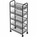 Metalowy regał mobliny organizer łazienkowy kuchenny z 5 półkami kółka czarny ModernHome