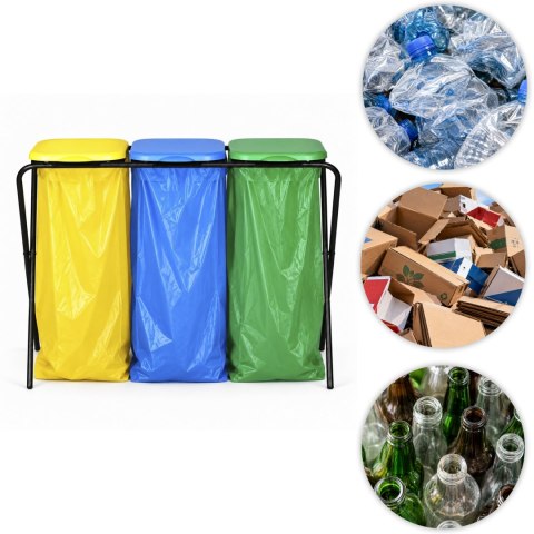 Stojak do segregacji śmieci 3x120 litrów kosz na śmieci odpady 3 stanowiska stelaż MultiGarden