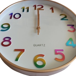 ZEGAR ŚCIENNY DUŻY OKRĄGŁY BEZGŁOŚNY WIELOKOLOROWY CZYTELNY 30 cm PŁYNĄCY
