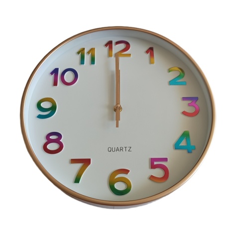 ZEGAR ŚCIENNY DUŻY OKRĄGŁY BEZGŁOŚNY WIELOKOLOROWY CZYTELNY 30 cm PŁYNĄCY