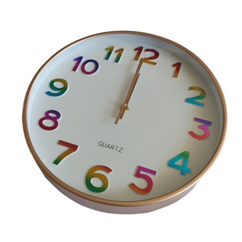 ZEGAR ŚCIENNY DUŻY OKRĄGŁY BEZGŁOŚNY WIELOKOLOROWY CZYTELNY 30 cm PŁYNĄCY