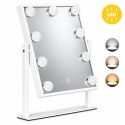 Lustro do makijażu LED 25x30 cm kosmetyczne podświetlane 3 barwy 9 żarówek ModernHome