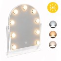 Lustro do makijażu LED 30x40 cm kosmetyczne podświetlane 3 barwy 9 żarówek ModernHome