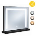 Lustro do makijażu LED 50x40 cm kosmetyczne podświetlane 3 barwy czarne ModernHome