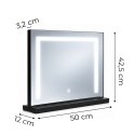 Lustro do makijażu LED 50x40 cm kosmetyczne podświetlane 3 barwy czarne ModernHome
