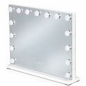 Lustro do makijażu LED 57x46 cm kosmetyczne podświetlane 3 barwy regulacja jasności 15 żarówek ModernHome