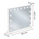 Lustro do makijażu LED 57x46 cm kosmetyczne podświetlane 3 barwy regulacja jasności 15 żarówek ModernHome