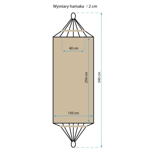 HAMAK OGRODOWY 2 OSOBOWY LUXE XXL 250x150CM Z DRĄŻKIEM I POKROWCEM SZARY 1031170