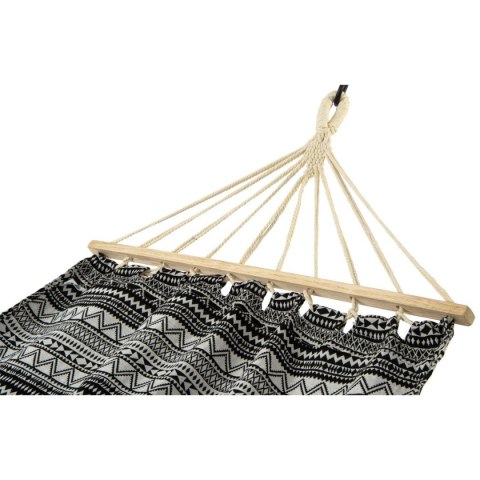 HAMAK OGRODOWY 2 OSOBOWY 200X147CM Z DRĄŻKIEM ETNO CZARNO-BIAŁY 1031262
