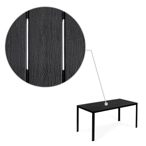 Stół ogrodowy 6-osobowy 156x78 cm polywood meble na taras czarny MultiGarden