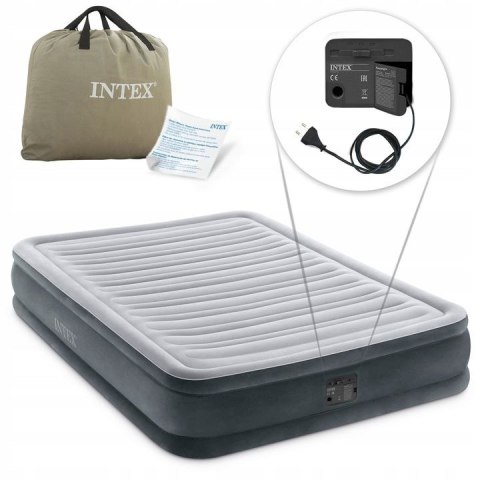 Materac łóżko do spania dwuosobowy z pompką automatyczną 191x137 cm INTEX 67768