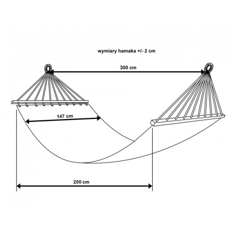 HAMAK OGRODOWY 2 OSOBOWY 200X147CM Z DRĄŻKIEM ETNO CZARNO-BIAŁY 1031262