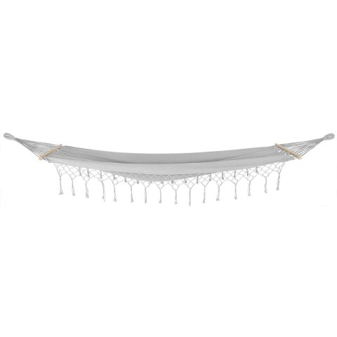 HAMAK OGRODOWY 1 OSOBOWY 200X100CM Z DRĄŻKIEM I Z FRĘDZLAMI MIAMI SZARY 1041469