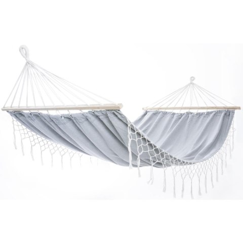 HAMAK OGRODOWY 1 OSOBOWY 200X100CM Z DRĄŻKIEM I Z FRĘDZLAMI MIAMI SZARY 1041469